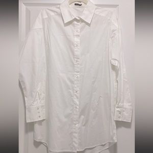 NWOT J. McLaughlin Large Button Up Shirt Solid White Long Sleeve Cotton Blend
